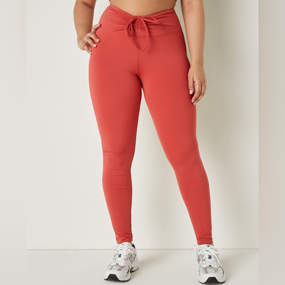 Pink High Waist Full Length Ruched V Leggings